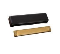 Professional Harmonica Harmonica Vibrato 28 Trous En Do Avec Anches Bronze Phosphoreux Kit Blues Pour Débutant Étui Inclus(Gold)