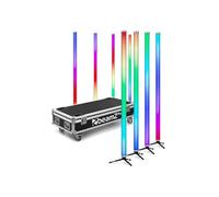 BeamZ Professional KRATOS Pack de 8 Tubes LEDs RGBW sur Batterie - 120cm, avec Flightcase, IP65, DMX, Wi-Fi, jusqu'à 20h d'Autonomie, Idéal pour les DJs Mobiles, Restaurants, Bars, Scènes