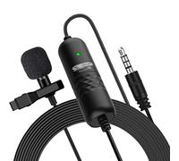 Professional Lavalier Microphone Clip-on Omnidirectional Condenser Lapel Mic Auto-Pairing 6M/19.7 Long Cable
