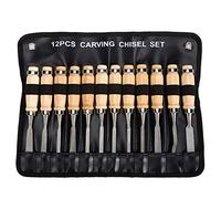 Professional Lot de ciseaux à bois - Eleoption Lot de 12 Sharp outils de travail du bois avec housse de transport - menuiserie couteau à découper kit Idéal pour un Premier temps Wood novice de sculpt