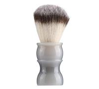 Professional Manual Beard Shaving Brush, Men Mustache Brush with Dense Nylon Hair, Barber Brush for Softening Beard and Increasing Shaving Cream Foam, Portable Travel Size for Salo (Gris Blanc)