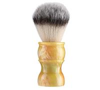 Professional Manual Beard Shaving Brush, Men Mustache Brush with Dense Nylon Hair, Barber Brush for Softening Beard and Increasing Shaving Cream Foam, Portable Travel Size for Salo (couleur jaune)