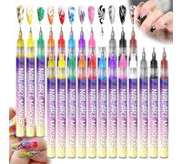 Professional Nail Brush Set, DIY Nail Art Marker, 12 Color 3D Polish Pens Acrylic Paint Pens Markers for Art Drawing Painting Point Dotting Liner Pen Manicure Tools Design Kit Home Salon DIY(2sets)