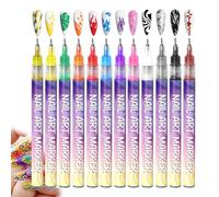 Professional Nail Brush Set, DIY Nail Art Marker, 12 Color 3D Polish Pens Acrylic Paint Pens Markers for Art Drawing Painting Point Dotting Liner Pen Manicure Tools Design Kit Home Salon DIY(1set)