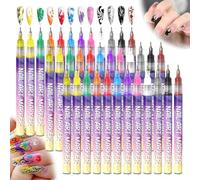Professional Nail Brush Set, DIY Nail Art Marker, 12 Color 3D Polish Pens Acrylic Paint Pens Markers for Art Drawing Painting Point Dotting Liner Pen Manicure Tools Design Kit Home Salon DIY(3sets)