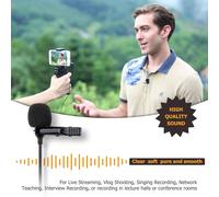 Professional Quality 3.5mm Omnidirectional Condenser Tie Microphone Clip On Microphone for Smartphone,PC,Computer and Camera