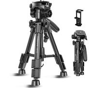 Professional Tripod 62 cm ¿ Lightweight and Portable for Travel, Panoramic 3D Head, Load 2 kg, Clip for iPad, Carry Bag