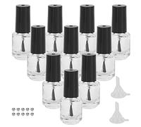 Professionnel 10pcs 5 ml Bouteille en verre de vernis à ongles vide avec entonnoir à capuchon de pinceau et balles de mélange pour l'art de nail bricolage et le stockage liquide