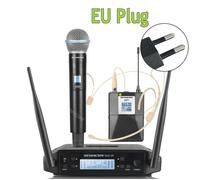 professionnel double Microphone sans fil 600-699MHz système spectacles sur scène UHF dynamique 2 canaux portable 1B58 1 Skin Mic EU