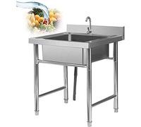 Professionnel Évier Inox De Cuisine, Evier Cuve Simple, d'évier de Restauration, avec Robinet, Pour Faire La Plonge Cuisine De Restaurants