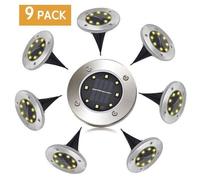 professionnel Lampe Solaire Exterieur 9 pack LED Lumière Solaire Decoration Jardin Eclairage Etanche IP65, Blanc Chaud 8 LEDs Spot
