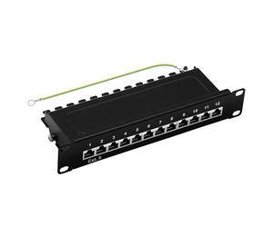 'Professionnel Patch SCE Network kat6 CAT6 Class E 12 Port Patch Panneau de brassage en métal, noir RAL9005, 250 MHz 1 GB, la 10 Montage dans une armoire de 10 "