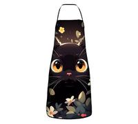 Professionnel Tabliers Chat Noir Avec Des Fleurs Avec 2 Poches Tablier De Jardinage Doux Tablier Cuisine Pour Jardinage Cuisine Peinture