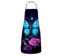Professionnel Tabliers Papillon Bleu Sur Roses Roses Étanche Tablier Cuisine Avec 2 Poches Tabliers Pour Peinture Jardin Familial