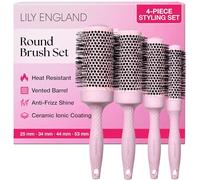 Professionnelle Brosse Ronde Brushing Ensemble de Brosses à Cheveux Rondes pour Femme - Brosses Rondes Recyclables pour le Brushing, Lily England, Rose