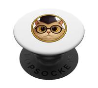 Professor Cat T-Shirt Fantaisie Vintage Amusant pour Les Amoureux des Chats PopSockets PopGrip Adhésif