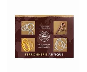 Professor PUZZLE - Ferronerie Antique - Set de 4 Casse-têtes en Métal Inspirés des civilisations Anciennes - Solutions incluses
