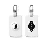 PROfezzion Air Fit - Porte-cartes anti-rayures pour Tesla avec support Airtag et film de protection, porte-cartes avec plusieurs porte-clés, blanc fin (lot de 1)