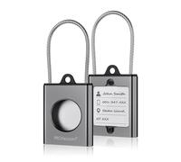 PROfezzion Boîtier Porte-AirTag en Métal Sécurisé avec Étiquettes Nominatives,Cable Métallique et Porte-Clés pour Bagages,Valise Cabine,Sac de Voyage à Main,Sac à Caméra,Sac à Dos,Clés et Plus (Gris)