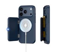 PROfezzion Coque pour iPhone 17 Pro avec Porte Carte Wallet Portefeuille (3 Cartes), Compatible avec MagSafe, Aimants Triple Face, Blocage RFID, Recharge sans Fil, Béquille, Bleu