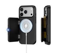 PROfezzion Coque pour iPhone 17 Pro avec Porte Carte Wallet Portefeuille (3 Cartes), Compatible avec MagSafe, Aimants Triple Face, Blocage RFID, Recharge sans Fil, Béquille, Noir