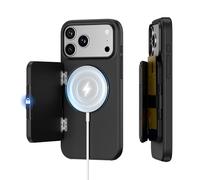 PROfezzion Coque pour iPhone 17 Pro Max avec Porte Carte Wallet Portefeuille (3 Cartes), Compatible avec MagSafe, Aimants Triple Face, Blocage RFID, Recharge sans Fil, Béquille, Noir