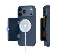 PROfezzion Étui Portefeuille pour iPhone 17 Pro Max, Porte-Cartes avec MagSafe, aimants Triple Face, Blocage RFID, Recharge sans Fil, béquille, Protection magnétique Robuste,Bleu