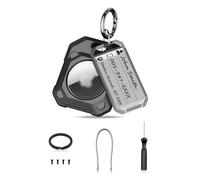 PROfezzion Étui Coques de Protection Sécurisées 2-en-1 pour AirTag avec Câble Métallique, Anneau porte-clés, et Étiquette Clé pour Porte-clés, Collier de Chien, Valise, Sac à Dos et Plus (Noir)