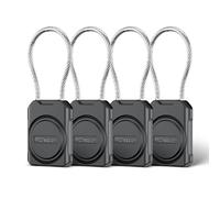 PROfezzion Étui Coques de Protection Sécurisées pour AirTag avec Câble Métallique Verrouillable pour Valise de Voyage, Suitcase, Luggage, Sac à Dos, Clés, et Plus et Plus, étanche IPX8 (Noir x 4)