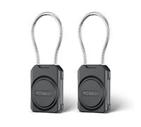 PROfezzion Étui Coques de Protection Sécurisées pour AirTag avec Câble Métallique Verrouillable pour Valise de Voyage, Suitcase, Luggage, Sac à Dos, Clés, et Plus et Plus, étanche IPX8 (Noir x 2)