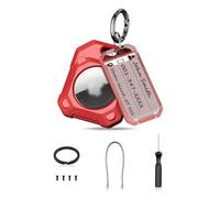 PROfezzion Étui de Protection Airtag avec Porte-Clés, Câble et Étiquettes, pour Valise, Collier pour Animaux de Compagnie, Clés de Voiture, Voiture Électriques, Sac à Bagage, Support Airtag Rouge