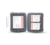 PROfezzion Étui de Rangement en Plastique Résistant à l'eau pour 2 Cartes SD SDHC SDXC, 1 Carte CompactFlash/CFast/CF avec Mousqueton avec Chaîne Courte
