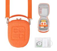 PROfezzion Étui de Voyage Sacoche Sac Enfants Case pour Yoto Mini - Sac de Rangement Coque Dure en EVA Premium avec Poche Dédiée Air Tag, Poignée, Bandoulière et Porte-Cartes (Orange/Petite)