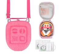 PROfezzion Étui de Voyage Sacoche Sac Enfants Case pour Yoto Mini et Casque - Sac de Rangement Coque Dure en EVA Premium avec Poche Dédiée Air Tag, Poignée, Bandoulière et Porte-Cartes (Rosa/Grande)