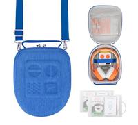 PROfezzion Étui de Voyage Sacoche Sac Enfants Case pour Yoto Mini et Casque - Sac de Rangement Coque Dure en EVA Premium avec Poche Dédiée Air Tag, Poignée, Bandoulière et Porte-Cartes (Bleu/Grande)