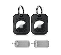PROfezzion Étuis pour AirTag, Porte Clef AirTag Coque Rigide Élégante et Sécurisée pour Apple Air Tags GPS Tracker - Noir 2pcs