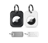 PROfezzion Lot de 2 Étuis pour AirTag, Porte Clef AirTag Coque Rigide Sécurisée et Élégante pour Apple Air Tags GPS Tracker - Noir+Blanc