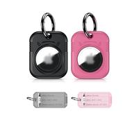 PROfezzion Lot de 2 Étuis pour AirTag, Porte Clef AirTag Coque Rigide Sécurisée et Élégante pour Apple Air Tags GPS Tracker - Noir+Rose