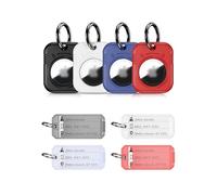 PROfezzion Lot de 4 Étuis pour AirTag, Porte Clef AirTag Coque Rigide Sécurisée et Élégante pour Apple Air Tags GPS Tracker - Noir+Blanc+Bleu+Rouge