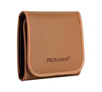 PROfezzion Pochette pour Filtre d'Objectif, Étui Protecteur pour Filtre à 3 Poches avec Chiffon de Nettoyage en Microfibre pour Canon Sony Nikon, Portefeuille pour Filtre d'Appareil Photo, Marron