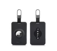 PROfezzion Porte-Carte sécurisé pour clé Tesla avec Emplacement AirTag & Film Protecteur, Affaire chaîne Porte-clés Voiture pour Accessoires Tesla Model 3 Y S X Key Card Holder (Noir/Lot de 2)