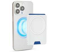 PROfezzion Portefeuille Magnétique Double Face, Porte-Cartes Antidérapant 2 Cartes avec Mag Safe pour iPhone 17 16 15 14 13 12 Pro Max Air & Coques MagSafe (0,3") - Blanc