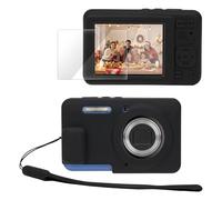 PROfezzion pour Kodak PIXPRO FZ55 Coque en Silicone Housse Case de Protection, Protecteur Mince Accessoire avec Verre Trempé Protecteur d'écran et Dragonne pour Appareil Photo Kodak FZ55 - Noir