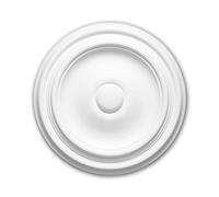 Profhome 156013 Petite Rosace de Plafond Classique | Ø 26 cm | Style Intemporel en Polyuréthane Rigide | Décoration pour Luminaire et Applique, Prête à Peindre, Qualité Premium, Blanc