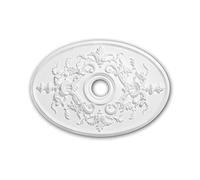 Rosace 156041 Profhome Élement décorative Élement pour plafond style Néo-Empire blanc 78,5 x 54,4 cm