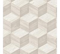 Profhome Papier peint aspect bois RE521091-DI Papier peint intissé (TNT) clair blanc-gris soie 0,53 m x 10,05 m / 5,33 m2