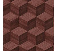 Profhome Papier peint aspect bois RE521096-DI Papier peint intissé (TNT) rouge marron brun-acajou 0,53 m x 10,05 m / 5,33 m2