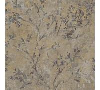 Profhome Papier peint floral 396501-GU papier peint intissé (TNT) brun gris or 0,53 m x 10,05 m / 5,33 m2