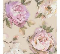 Profhome Papier Peint Floral Effet Aquarelle - Fleurs Peintes à la Main - Pourpre, Vert et Rose Vif - Tapisserie Murale Intissée Style Romantique et Bohème - 0,53 x 10,05 m - 396081-GU