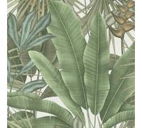 Profhome Papier peint jungle 396472-GU papier peint intissé (TNT) vert beige blanc 0,53 m x 10,05 m / 5,33 m2